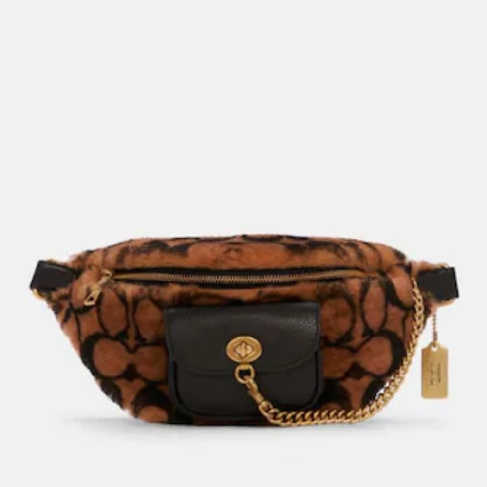 NWT Coach X Jennifer Lopez Chain Belt Bag in Signature Shearling